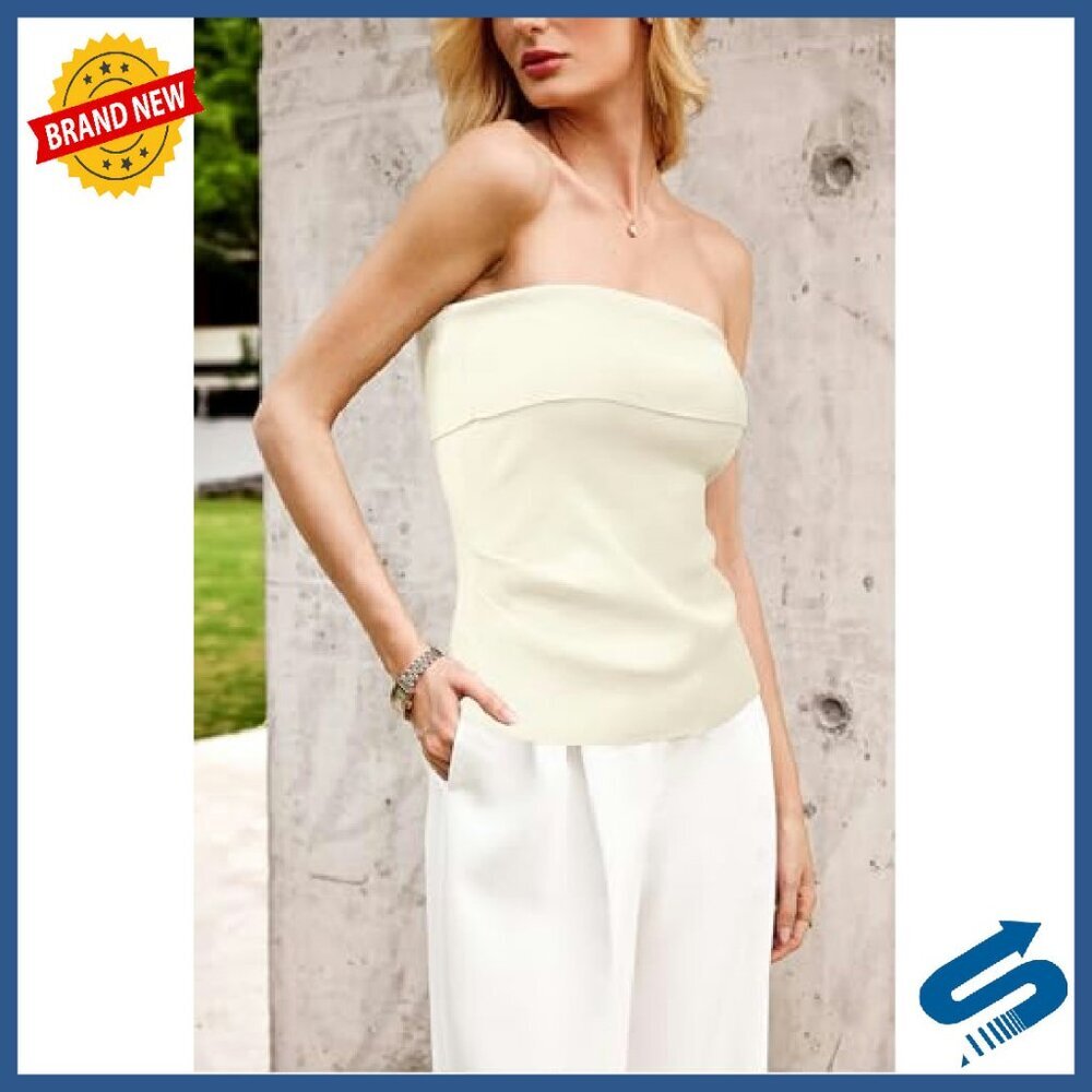 Silk Blend Tube Top Non-Slip Ruched Summer Casual Wear - Picture 4 of 8
